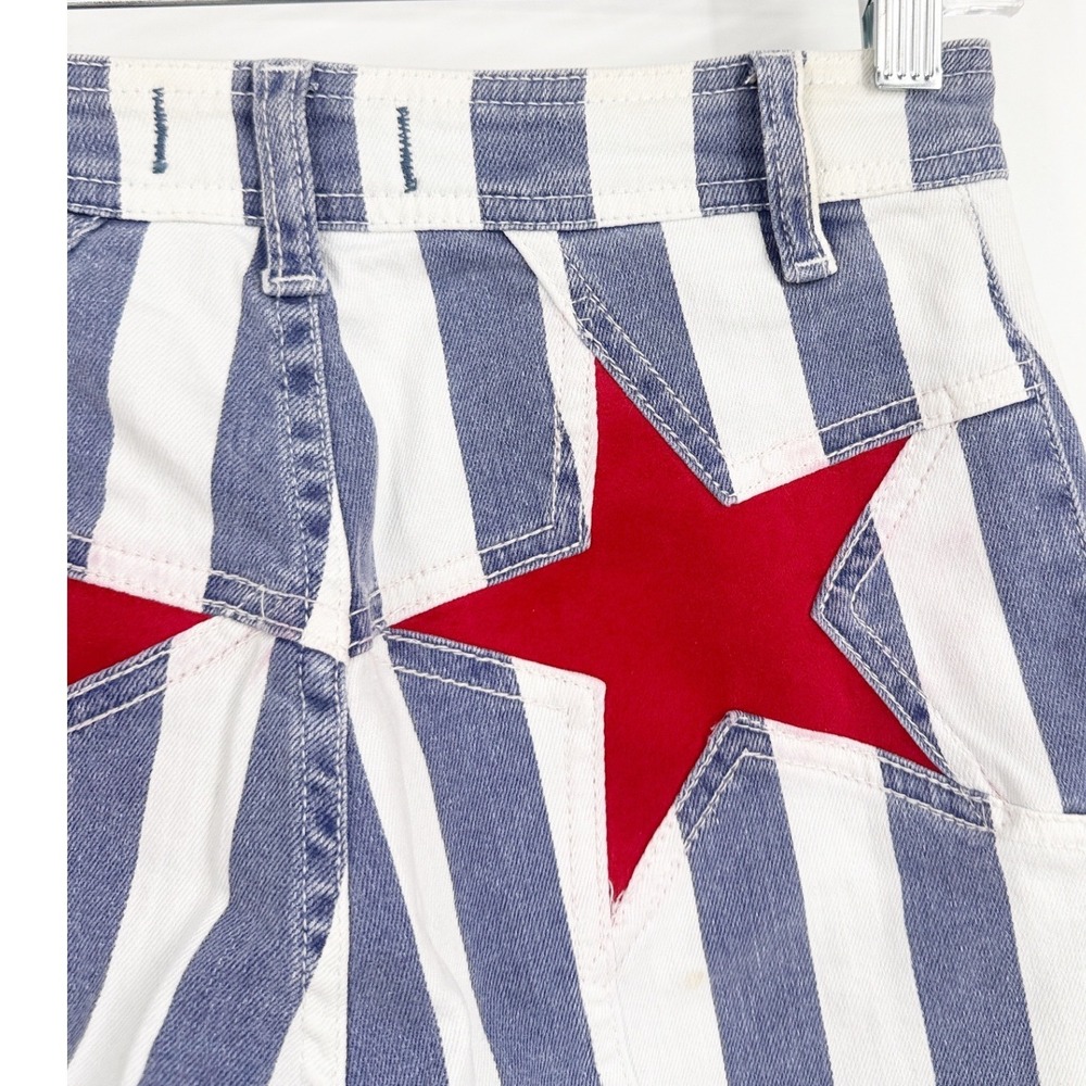 Free People We The Free Firecracker Flare Jeans Stripe Red Star Blue White 25 - Picture 5 of 11